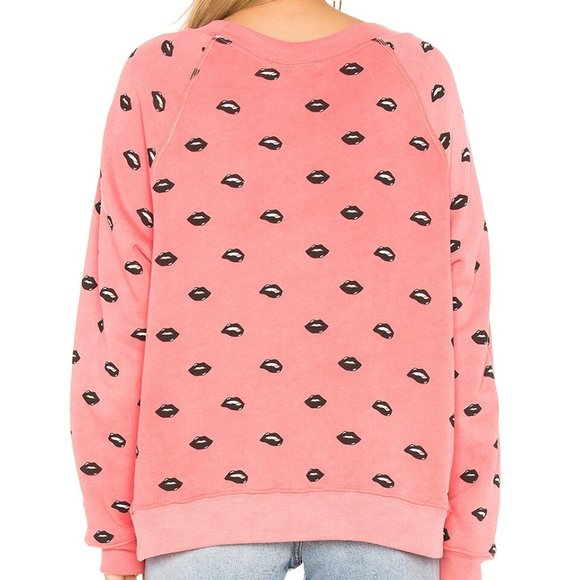 Wildfox Couture Lip Service Sweatshirt Red Boxy Pullover Sweater Top M - Picture 12 of 13